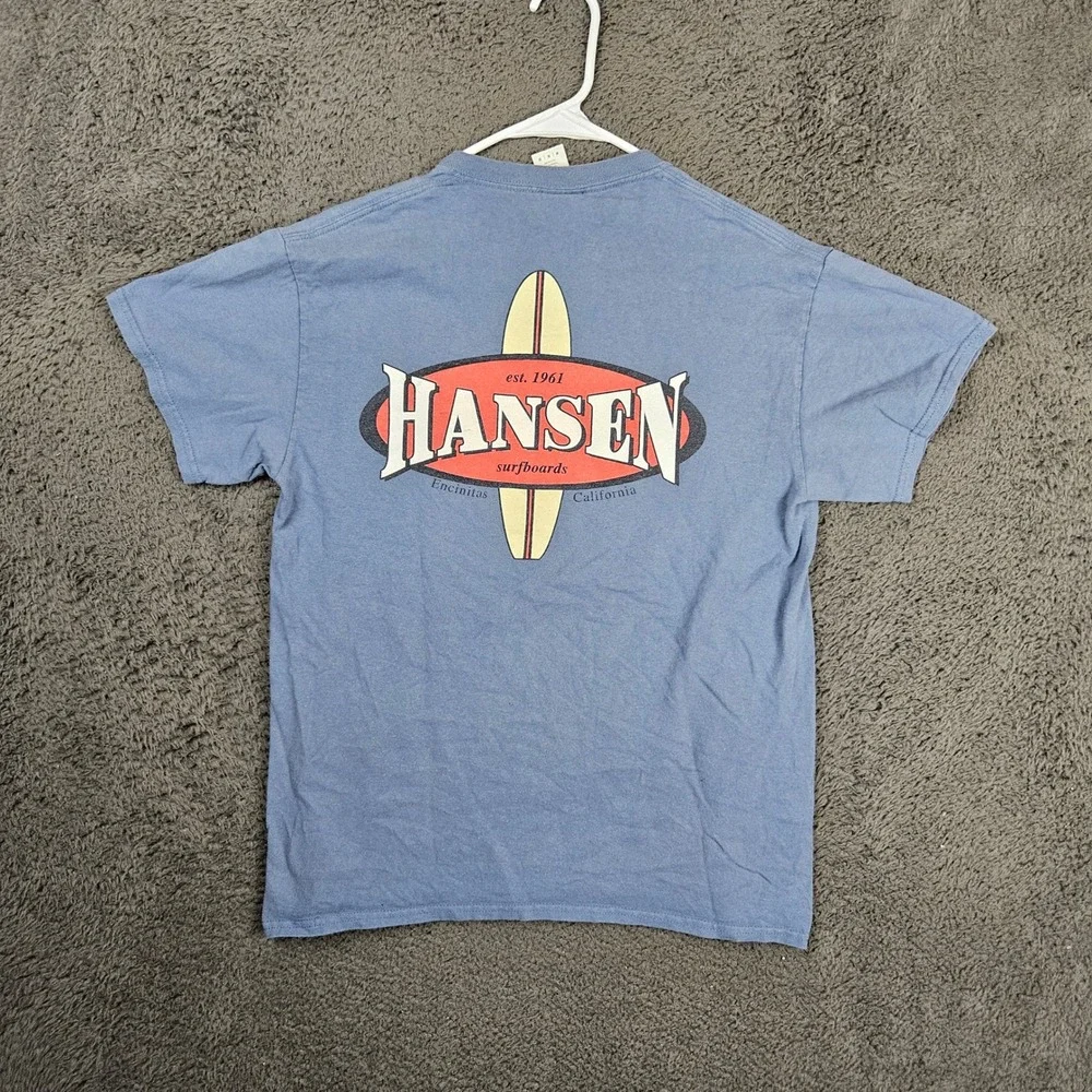 Hansen‎ Surfboards Mens Graphic T-Shirt Blue Size Medium Encinitas California